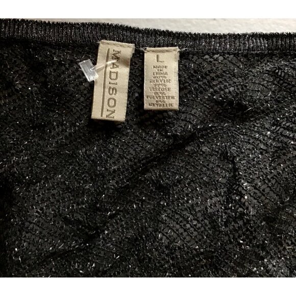 MADISON-WOMENS GREY FESTIVE SPARKLE CREW NECK LONG SLEEVE TOP SIZE LARGE - Picture 4 of 7